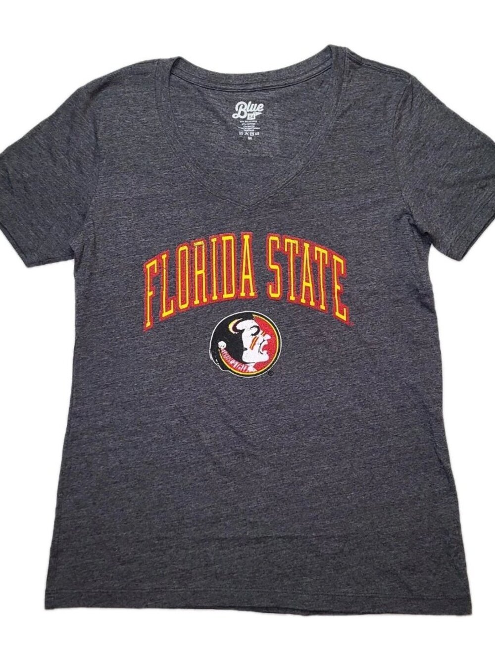 FSU Florida State Seminoles Womens Ultra Thin V-Neck Tee Size M Blue 84 NEW